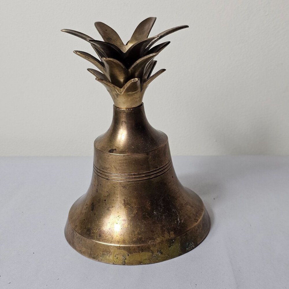 Vintage Brass Pineapple Bell Home Decor Collectible Candlestick Holder 7" Tall - Picture 3 of 7